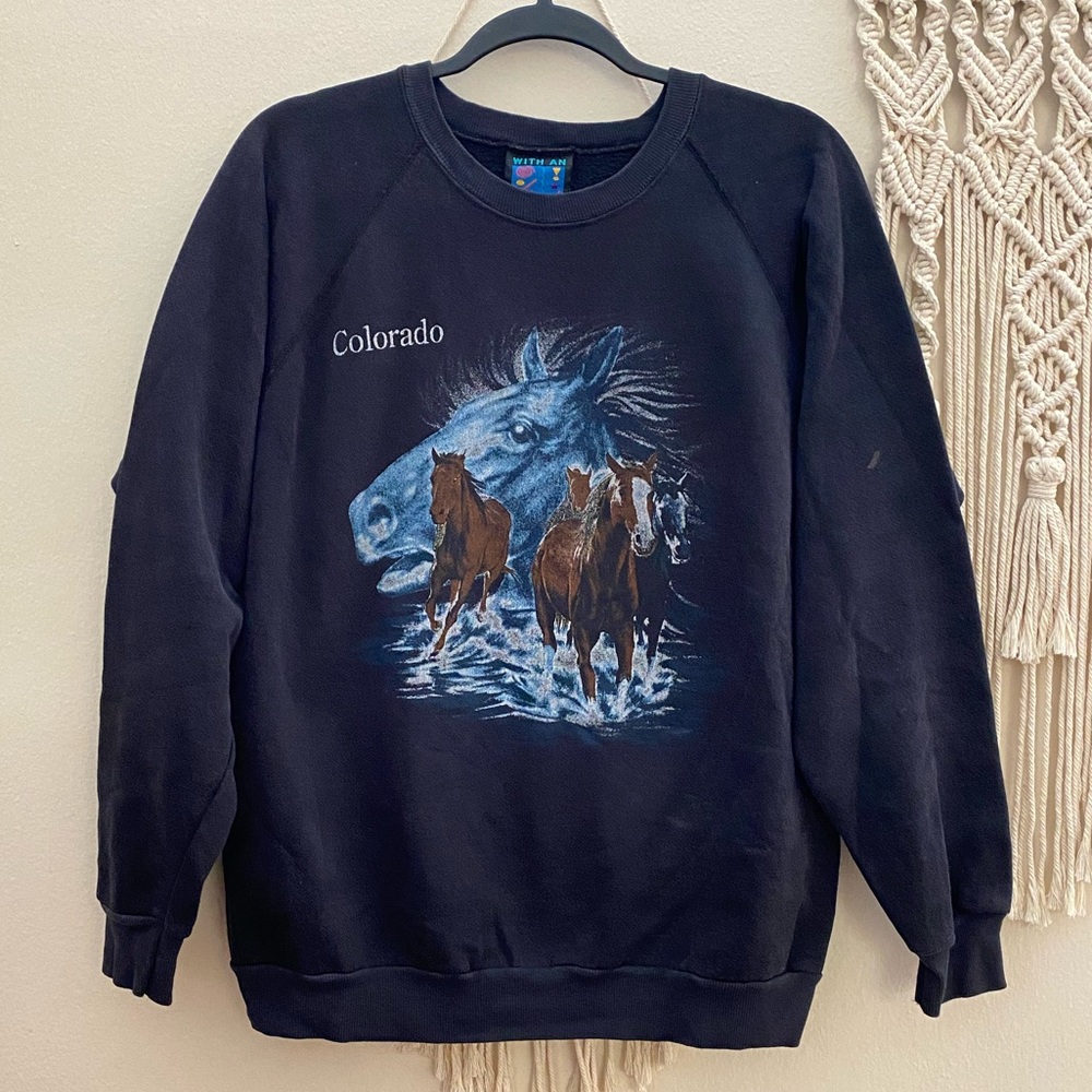 Vintage 80s Colorado Horse Crewneck Sweatshirt